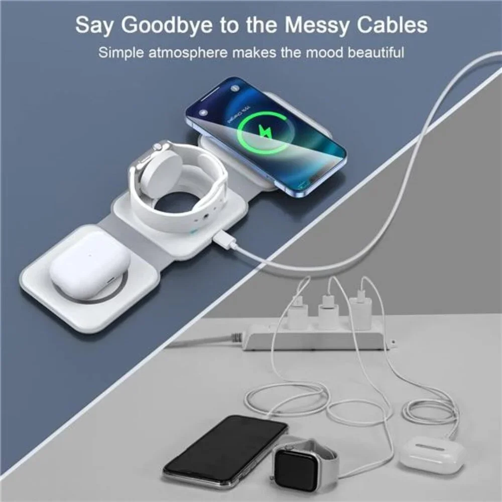 Wireless Charger 3 in 1,RTOPS Magnetic Travel Wireless Charging Station